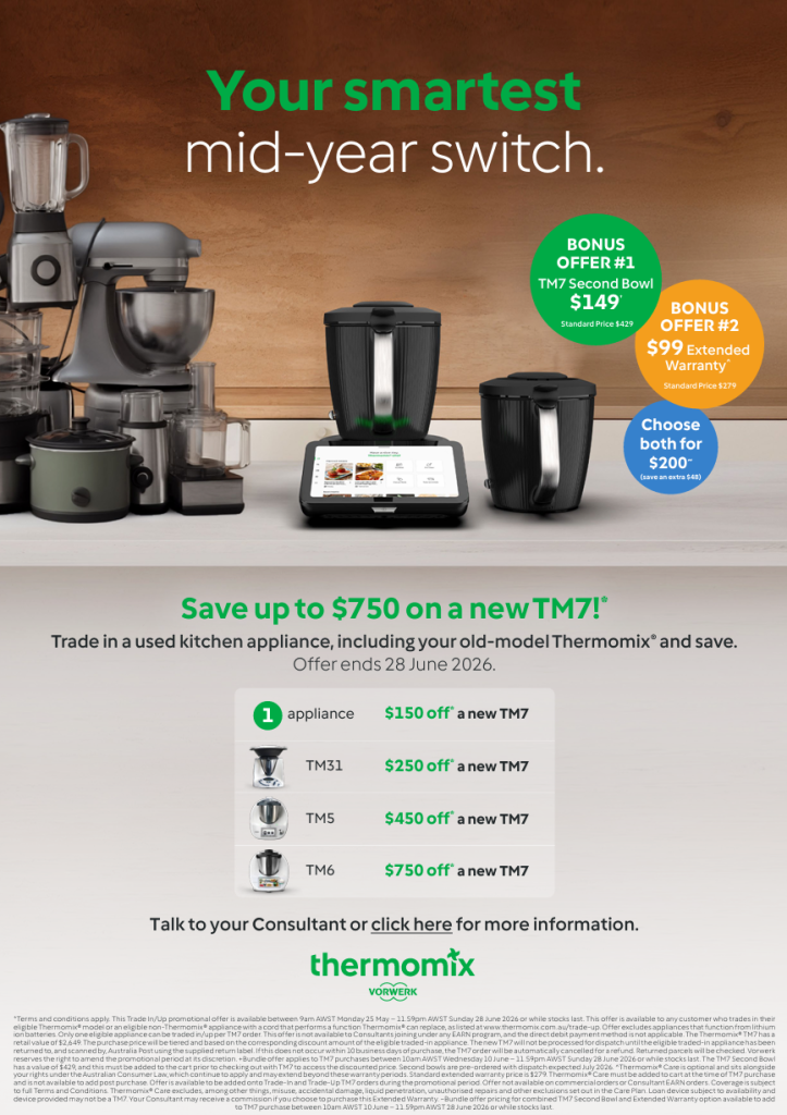 trade up thermomix tm31 tm5 tm7 add 2nd bowl for $149